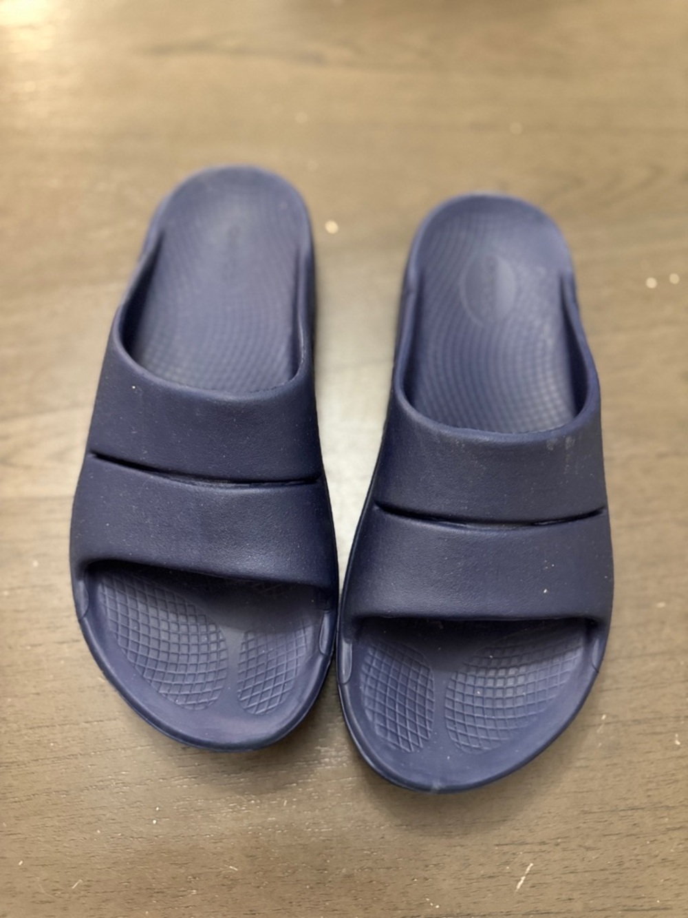 OOFOS Navy Blue Slide Sandals